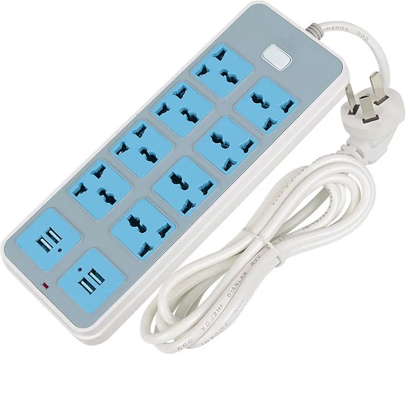 Extension Socket Australia Nz CN 10A Plug 8AC Universal Sockets Outlet 4USB Fast Charger Adapter Power Strip | Электроника