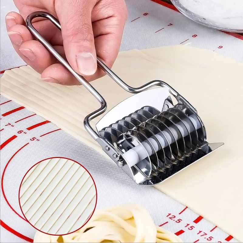 

1Pc Manual Stainless Steel Spaghett Noodles Maker Knife Pressing Machine Dough Shallot Garlic Roller Cutter Kitchen Tools
