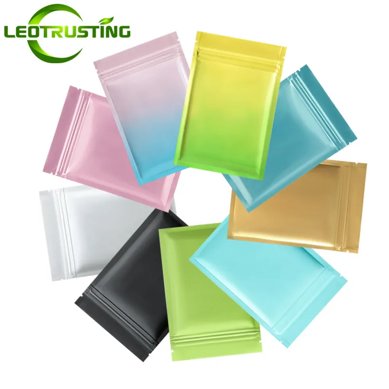 100 шт. Цвет Алюминий Фольга мешок замка застежка молнии на плоской подошве Resealable