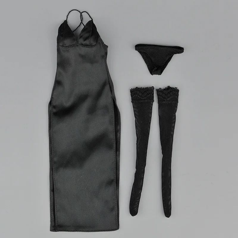 

1/6 Scale Black Female Sexy Evening Dress Stockings Clothes Outfit Clothing Toys for 12" Action Figure Body Doll Toy Accessory