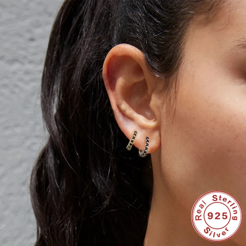 

Circle Round Hoop Earrings for Women Purple Black Orange Zircon Crystals Engagement Wedding Earring pendientes plata 925 Jewelry