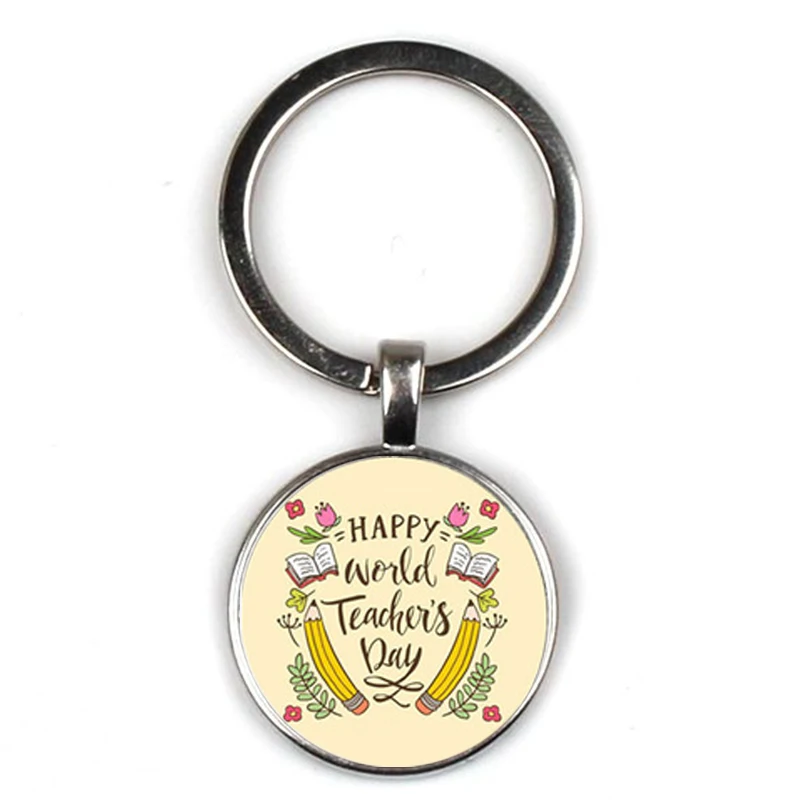2 Модный текстовый брелок Thank You Teacher, Очаровательная стеклянная кристаллическая подвеска, качественная сумка для ключей, брелок для ключей, женский подарок на День учителя - Цвет: 2