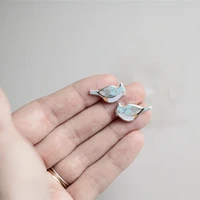 fashion bohemia silver color tufted titmouse earrings enamel stud earrings for women female wedding party jewelry