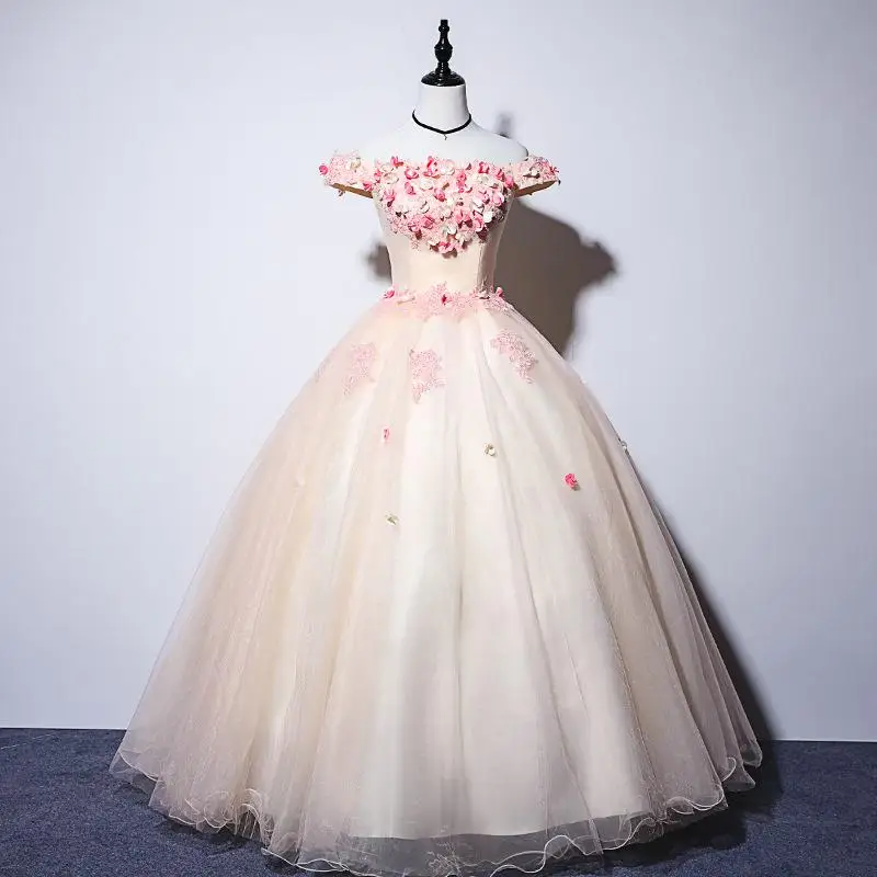 Gryffon Quinceanera платье на обруче для крепления на голове, торжественное платье с открытыми плечами бальное платье элегантные Цветочный принт хост платье бальные платья - Цвет: as photo