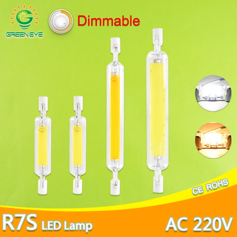 

R7S LED Bulb COB Glass Tube 78MM 6W 118MM 15W dimmable bulb Replace Halogen Lamp 80W J118 Lamparda Diode Spot Light AC110V 220V