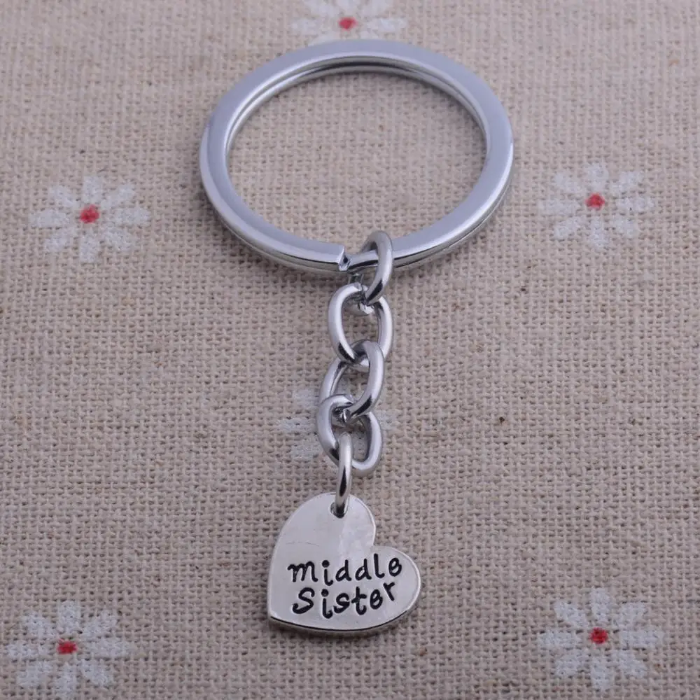 Big Middle Little Sister Keychains Heart Kerings Sisters Engraved Girls Jewlery Best Friends Gifts Christmas Presents | Украшения и
