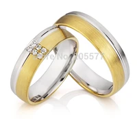 handmade gold plating men and women wedding engagement couples rings sets in titanium stainless steel