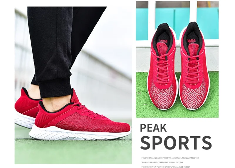 PEAK Men Running Shoes Low-cut Lightweight Woven Non-slip Casual Shoes Reflective Night Running Sneakers Autumn Winter Footwear