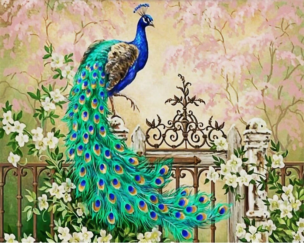 Diantu Custom large wallpaper Peacock European oil painting modern home decoration for walls 3 d papel de parede | Обустройство дома