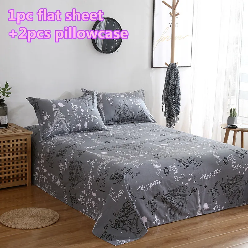 Модная плоская простыня серое хлопковое постельное белье толстая односпальная