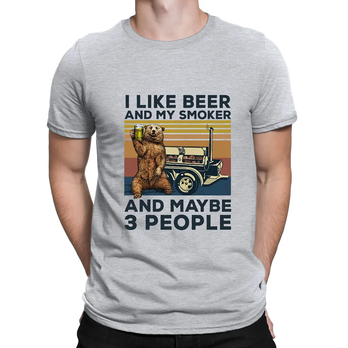 

Bear Camping I Like Beer And My Smoker And Maybe 3 People Print T-shirt Loose Short Sleeve Tops Casual Oversize Streetwear Tops