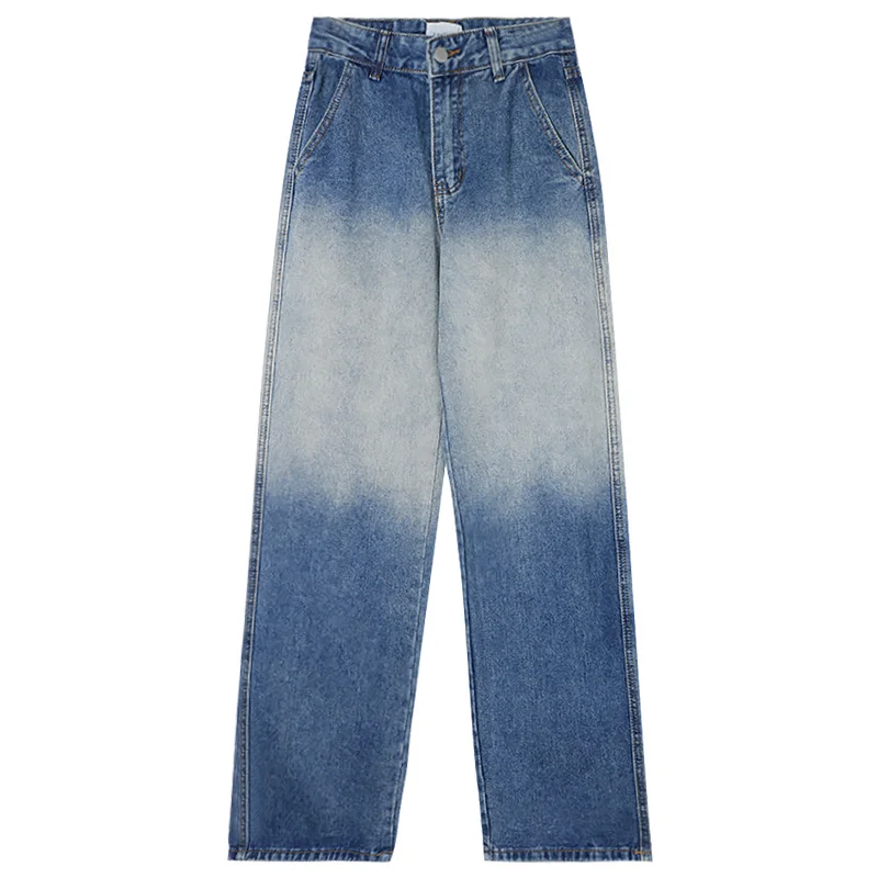 Дизайнерские градиентные джинсы женские брюки летние прямые с высокой талией