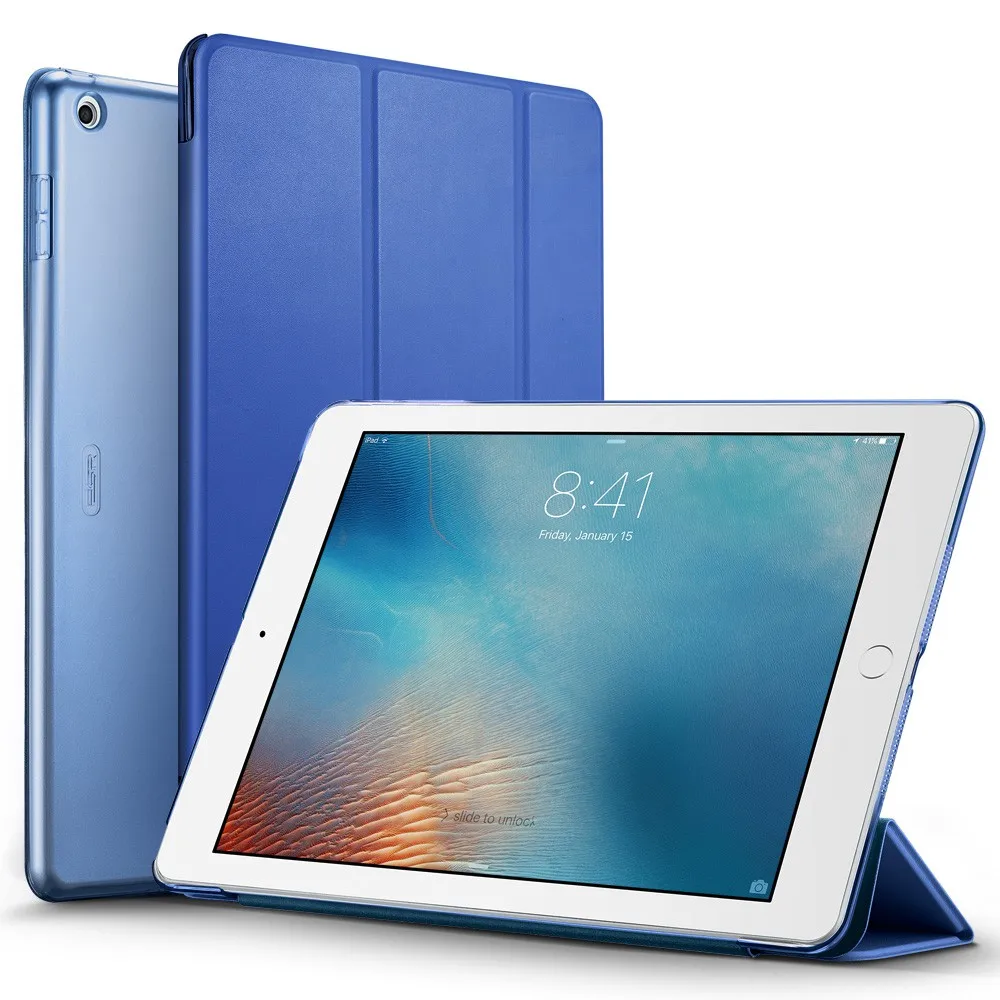 Navy Blue Цветной чехол ESR для iPad 9,7 дюймов, Ультратонкий чехол из искусственной кожи с функцией автоматического сна, Чехол для iPad 9,7& 6-го поколения - Цвет: Navy Blue