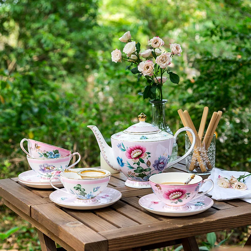 Ceramic Water WareBohemian Style Bone China  Cup and Saucer Set Drinkware Afternoon Tea Coffee Cup and Saucer Combination Gift