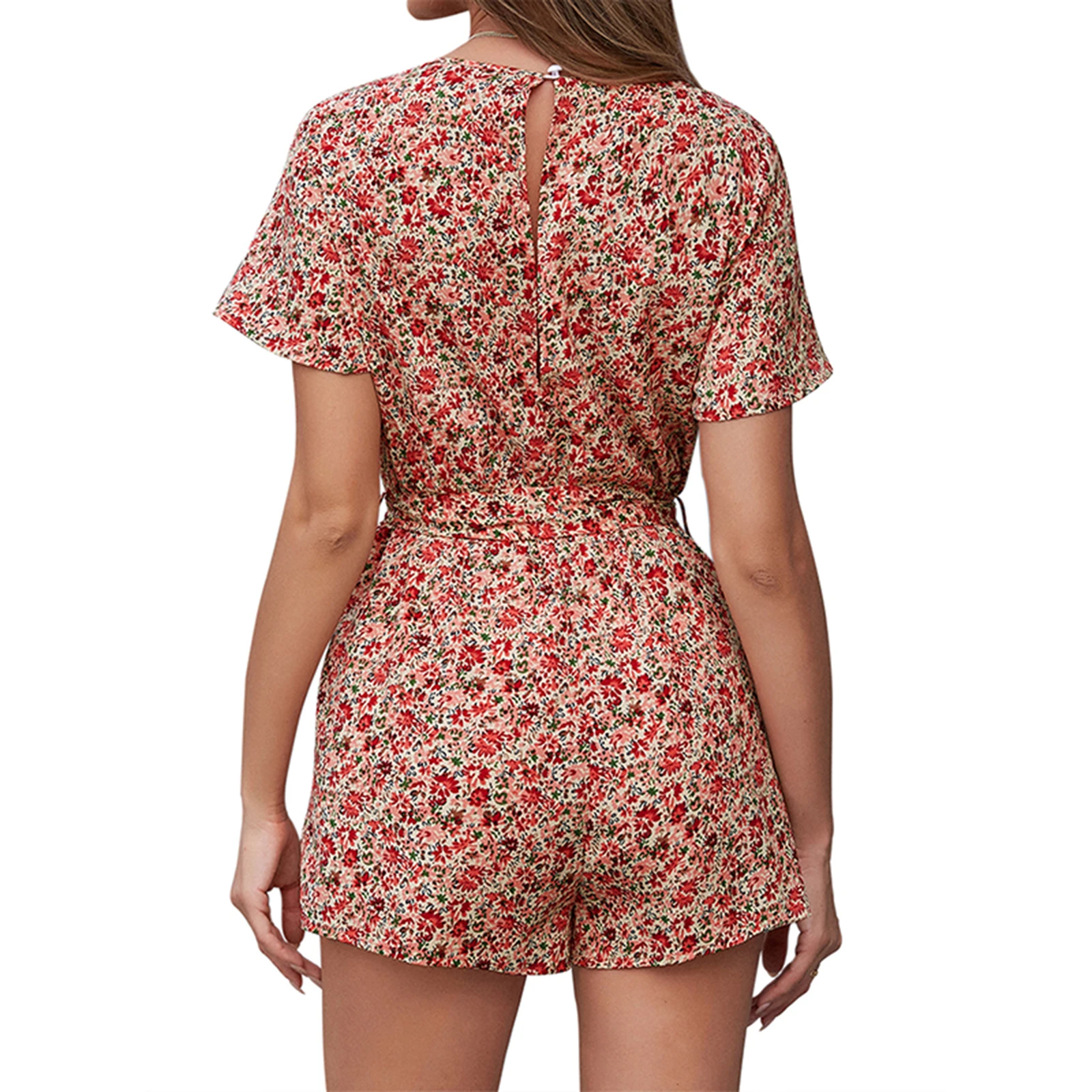 

Women Fashion Short Sleeve Floral Print Romper Jumpsuit Stylish Romper Jumpsuit for Ladies Summer 2021
