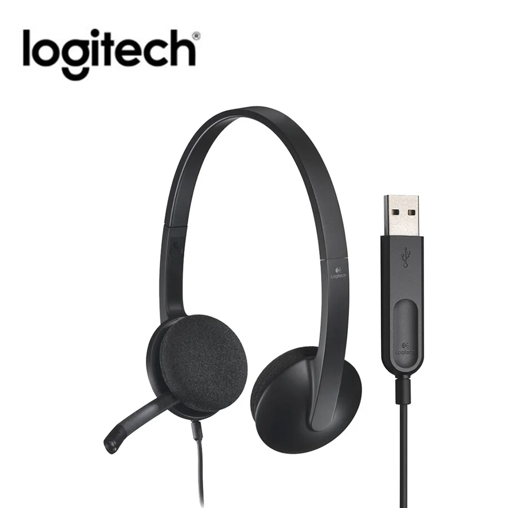 Накладные стереонаушники Logitech H340 с USB проводная гарнитура микрофоном для игровых