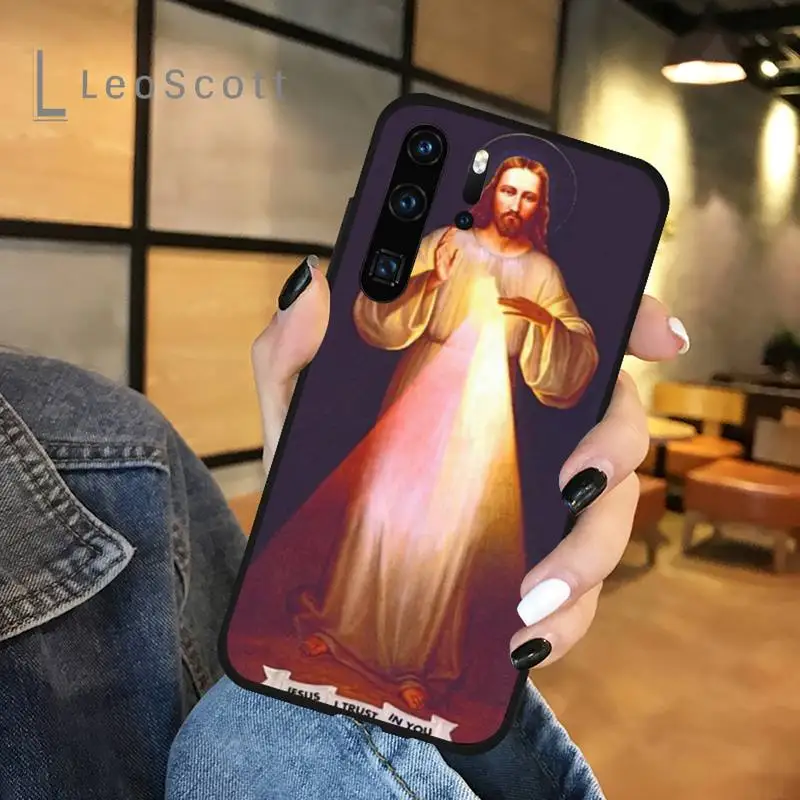 

Divine Mercy Jesus Cross Custom love heart Phone Case For Huawei honor Mate P 9 10 20 30 40 Pro 10i 7 8 a x Lite nova 5t