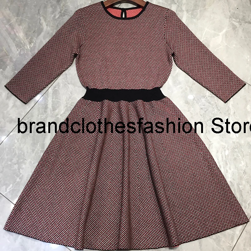 

Женское трикотажное платье-колокол, элегантное классическое эластичное платье-колокол с круглым вырезом и рукавом три четверти, осень 2021