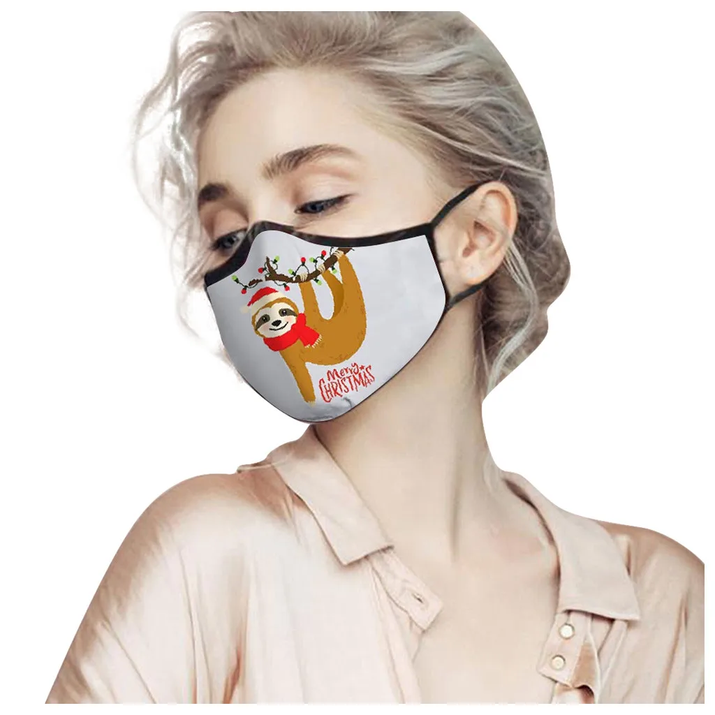 Взрослая стильная маска для лица с принтом на Рождество многоразовая дышащая