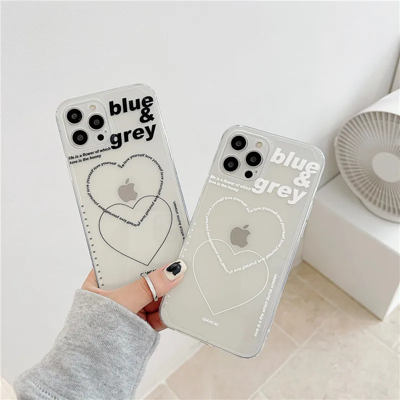 

Love Letters Phone Cases For iPhone 12 Mini 11 Pro XS MAX XR X 8 7 Plus SE 2020 12Pro 11Pro Fashion Straight Edge Soft TPU Cover