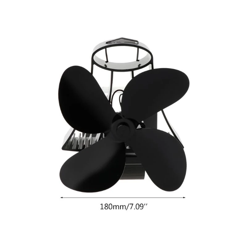 

Wall Mounted Heat Self-Powered Fireplace Stove Fan Quiet 4 Blades Aluminum Efficiently Warm Large Room Wood Log Burner