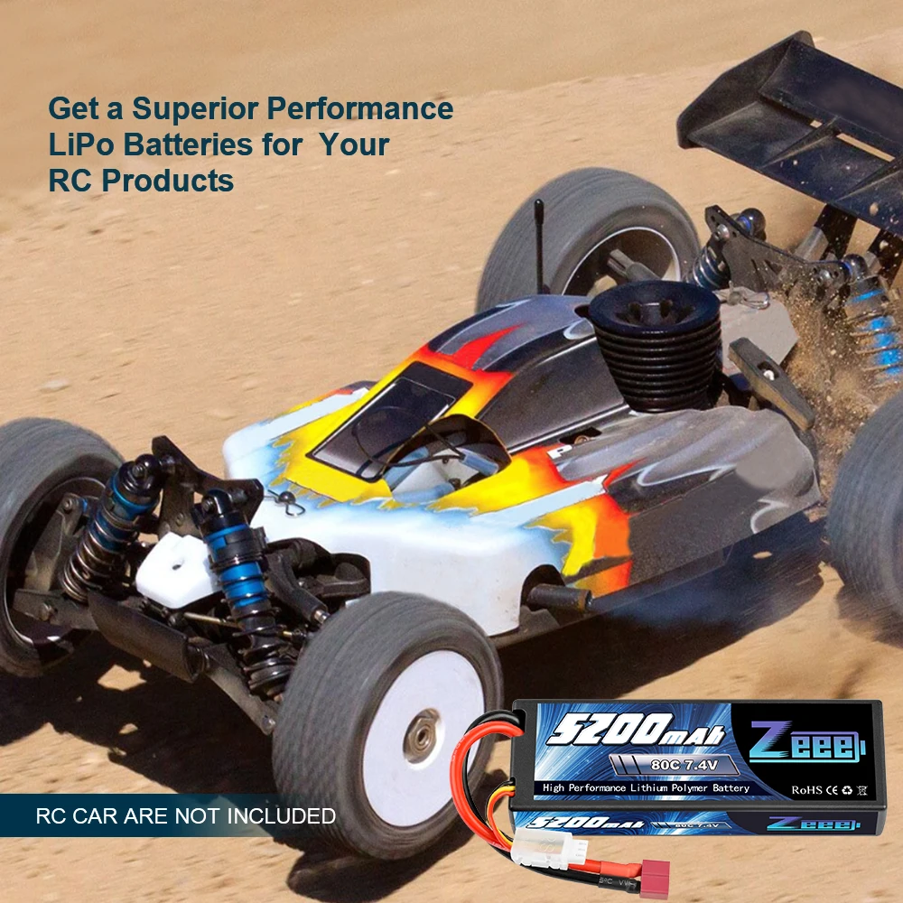 12 шт zeee rc lipo аккумулятор 74 в 2s 5200 мач 80c с