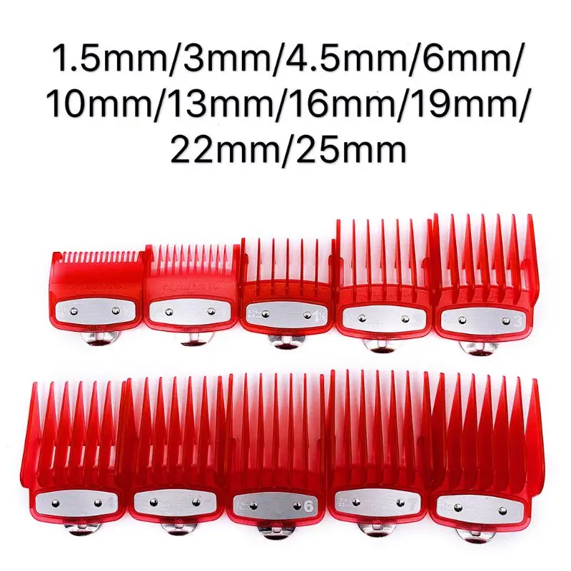 

8/10Pcs Barber Shop Styling Guide Comb Set Transparent Hair Clipper Limit Comb