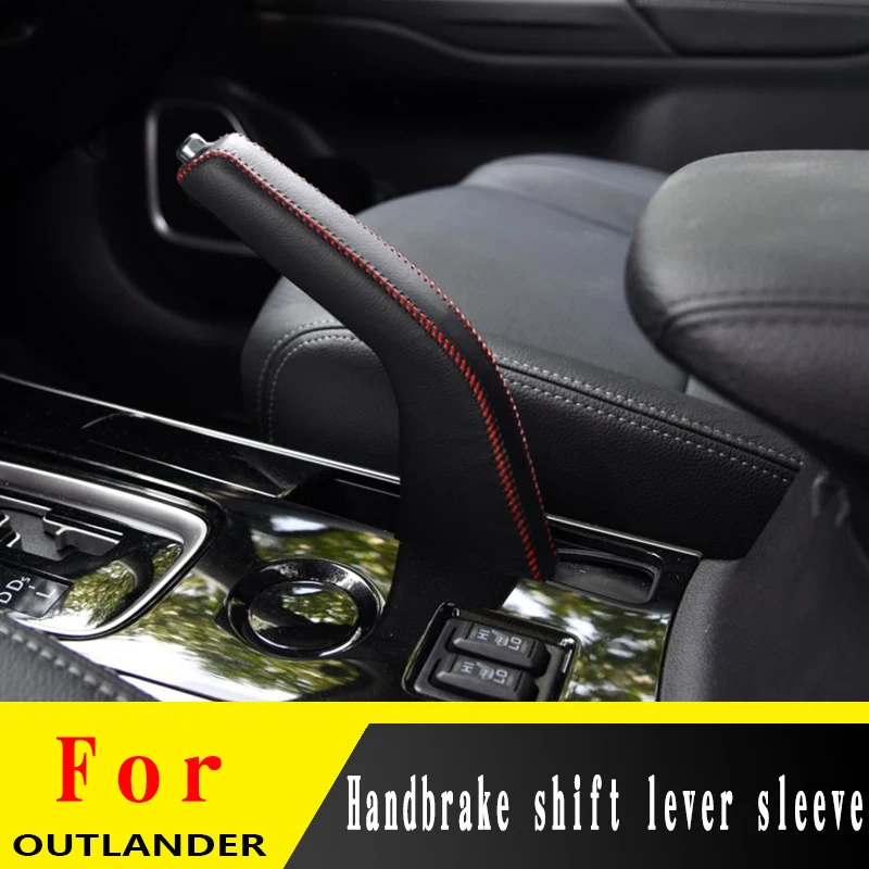 Car Hand seam Leather Gear Shift Knob Cover Brake Sleeve For Mitsubishi Outlander 20132014 2015 2016 2017 2018 2019 | Автомобили и