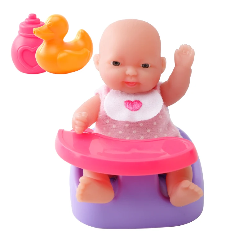 1 doll 1Dining chair WOWCHEER 12 см 6 шт. Bebes Reborn мини детские куклы с Колыбель Ванна Мягкие силиконовые маленькие куклы реалистичные Kawaii Игрушки для девочек - Цвет: 1 doll 1Dining chair
