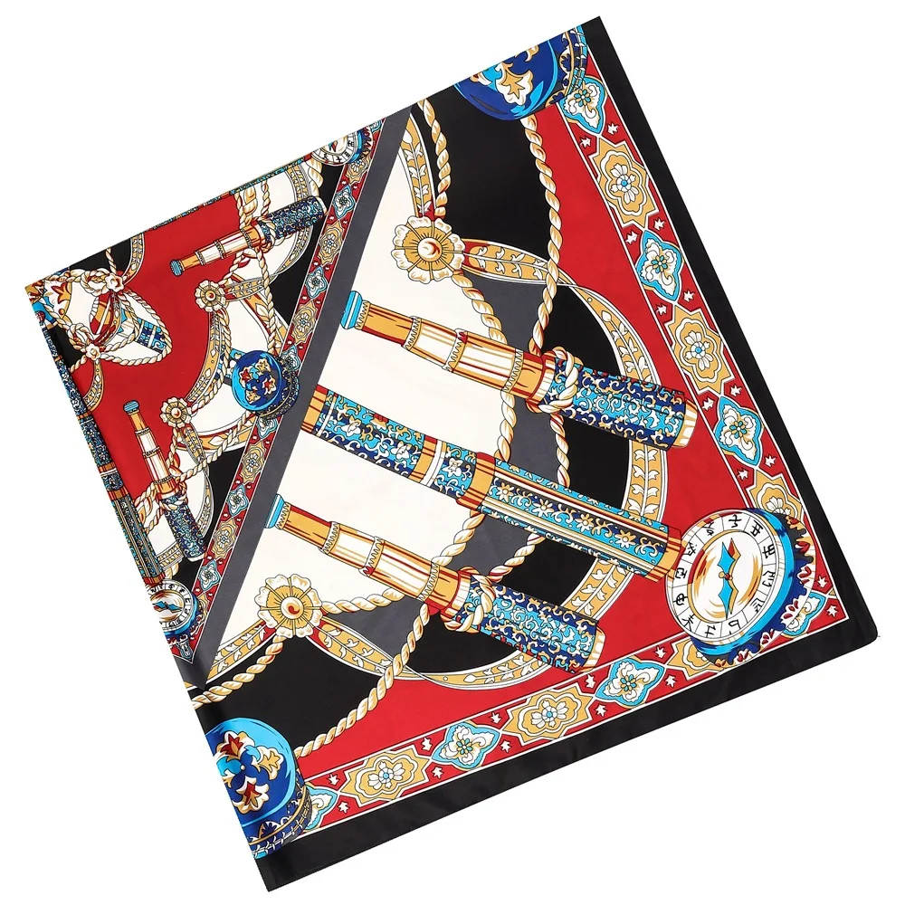 

130cm Wand Brand Design Big Square Scarf Luxury Twill 100% Silk Scarf Women Scarves For Ladies Fashion Kerchief Shawl Echarpe