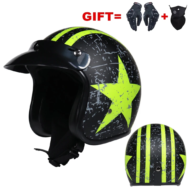 

Motorcycle Helmet Open Face Vintage Retro Motorbike Chopper Cafe Racer Enduro Cascos Moto Casque Classic Summer Capacete