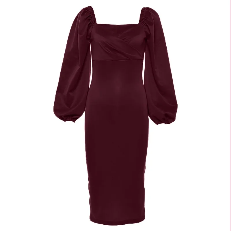 JAYCOSIN Sexy Dresses Women Evening Loose Sleeves Dress Autumn Winter Big Size Solid V-Neck Long Sleeve Womens | Женская одежда