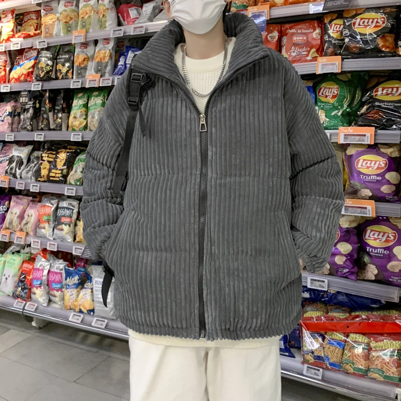 Men And Women Jacket Corduroy Collar Bread Lovers Winter Cotton-padded Joker Loose Couple Thicken Clothes Wool Warm Coat