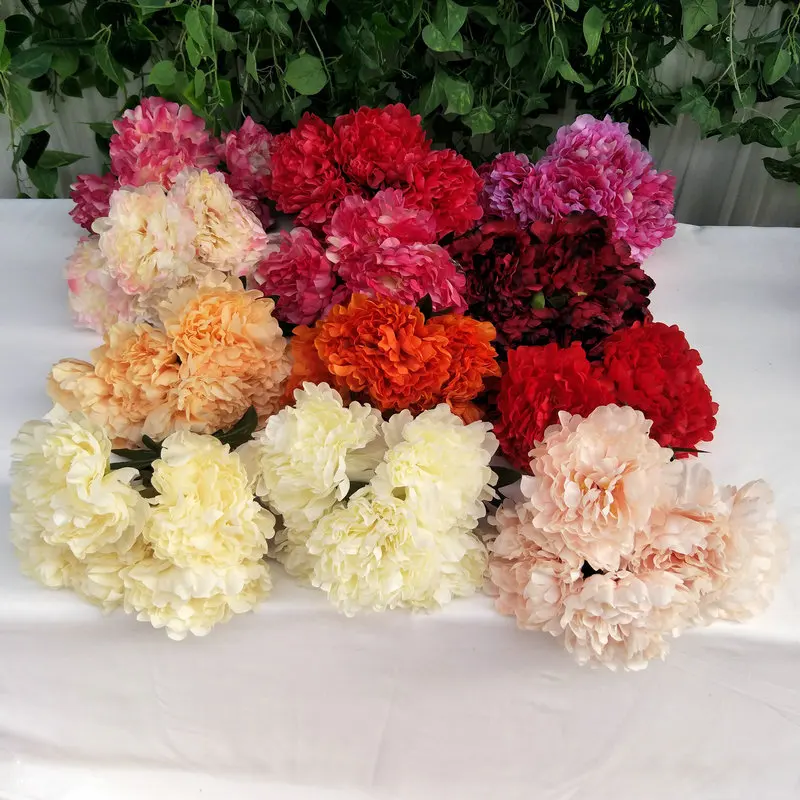 

51cm Artificial flowers five-headed oversized peonies sike fake peony for wedding home decor table flower arrangement decoration