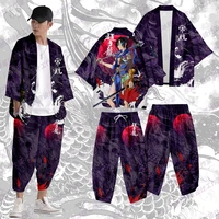 kimono traditional yukata new men casual print shirt clothes kimono men street wear coat and pant