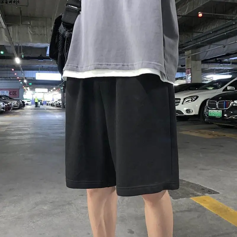 

Men Casual Shorts Solid Straight 2021 Oversize 3XL Korean Loose Simple Teens Breathable Summer Retro All-match Steetwear
