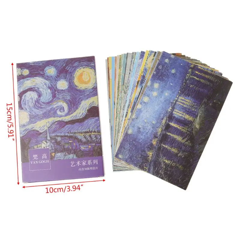 

30 Sheets Famous Person Paintings Retro Vintage Postcard Christmas Gift Card Wish Poster Cards Q6PA