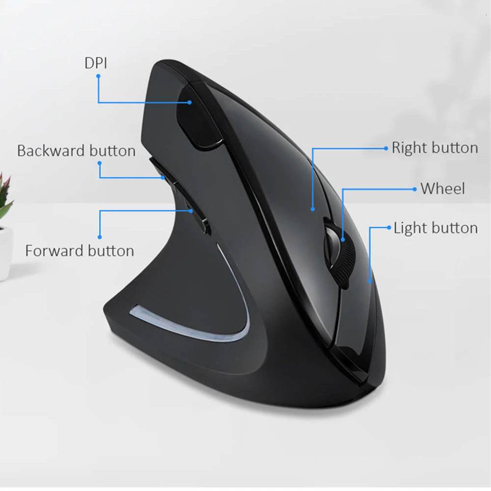 Беспроводная Вертикальная мышь перезаряжаемая левосторонняя портативная