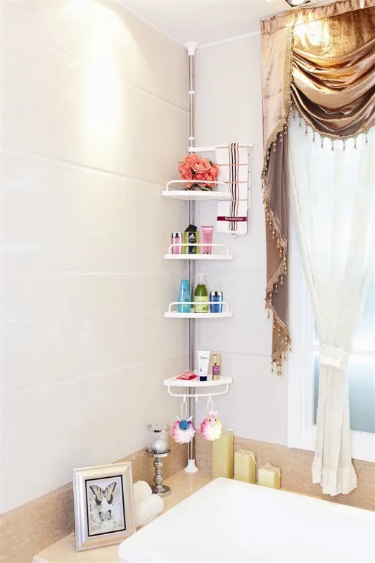 

4 Layers Bathroom Stand Rack Telescopic Caddy Organiser Adjustable Kitchen Wall Corner Storage Rack Floor Type Corner Shelf