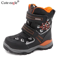cute eagle new winter boys snow boots pu leather mid calf childs shoes plush rubber winter warm wool boots for boys eu 27 32