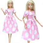 Модное розовое платье Vsco, вечернее платье для девочки, платье с цветочным узором, юбка, танцевальная одежда для Барби, детские игрушки сделай сам для дома