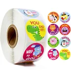 Наклейка в виде мультяшных животных, симпатичная наклейка в виде награды, для учителей, 1 дюйм, круглая награда, наклейка для детей