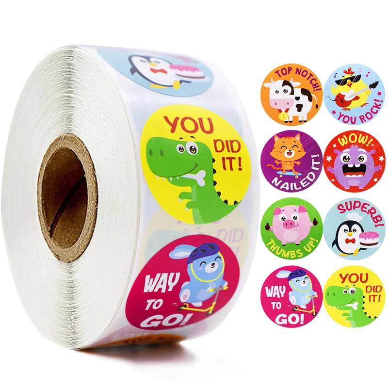 Мультяшные животные стикеры s милые слова награда для учителя поощряют студентов