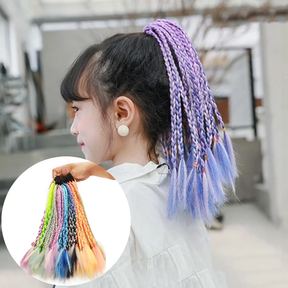 

New Girls Elastic Hair Band Rubber Thicker Hair Accessories Wig Ponytail Hair Ropes Kids Twist Braid Rope Headdress Hair Braider