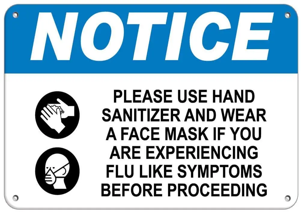 

Notice Please Use Hand Sanitizer and Wear A Face Mask Poster Funny Art Decor Vintage Aluminum Retro Metal Tin Sign 20x30cm