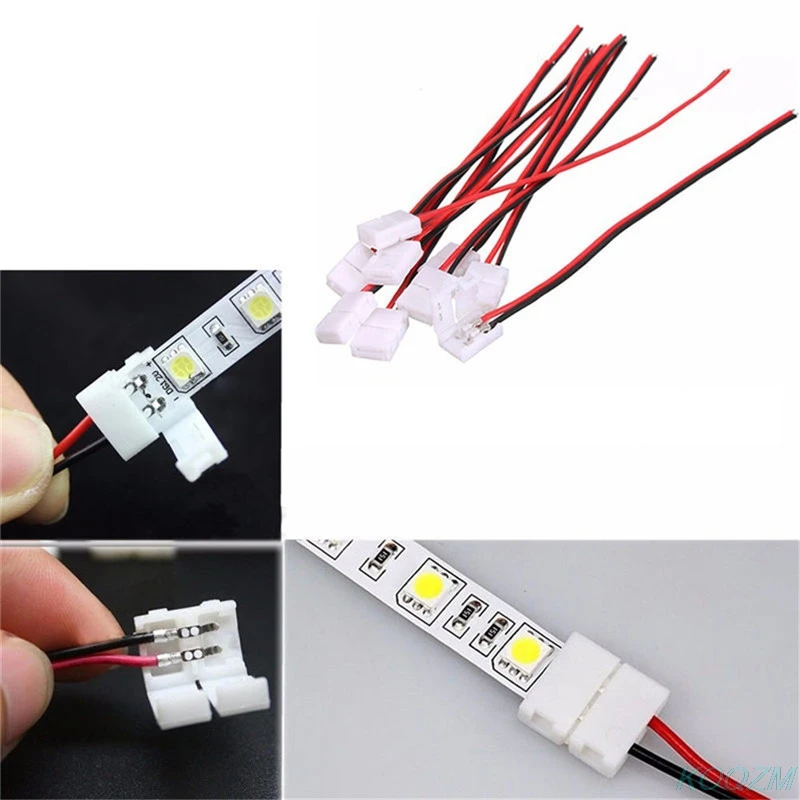 

10pcs 8mm/10mm 2 pin solder single LED Connector Cable wire PCB Connector Adapter For 3258/5050 Single Color led Strip 2 Pins