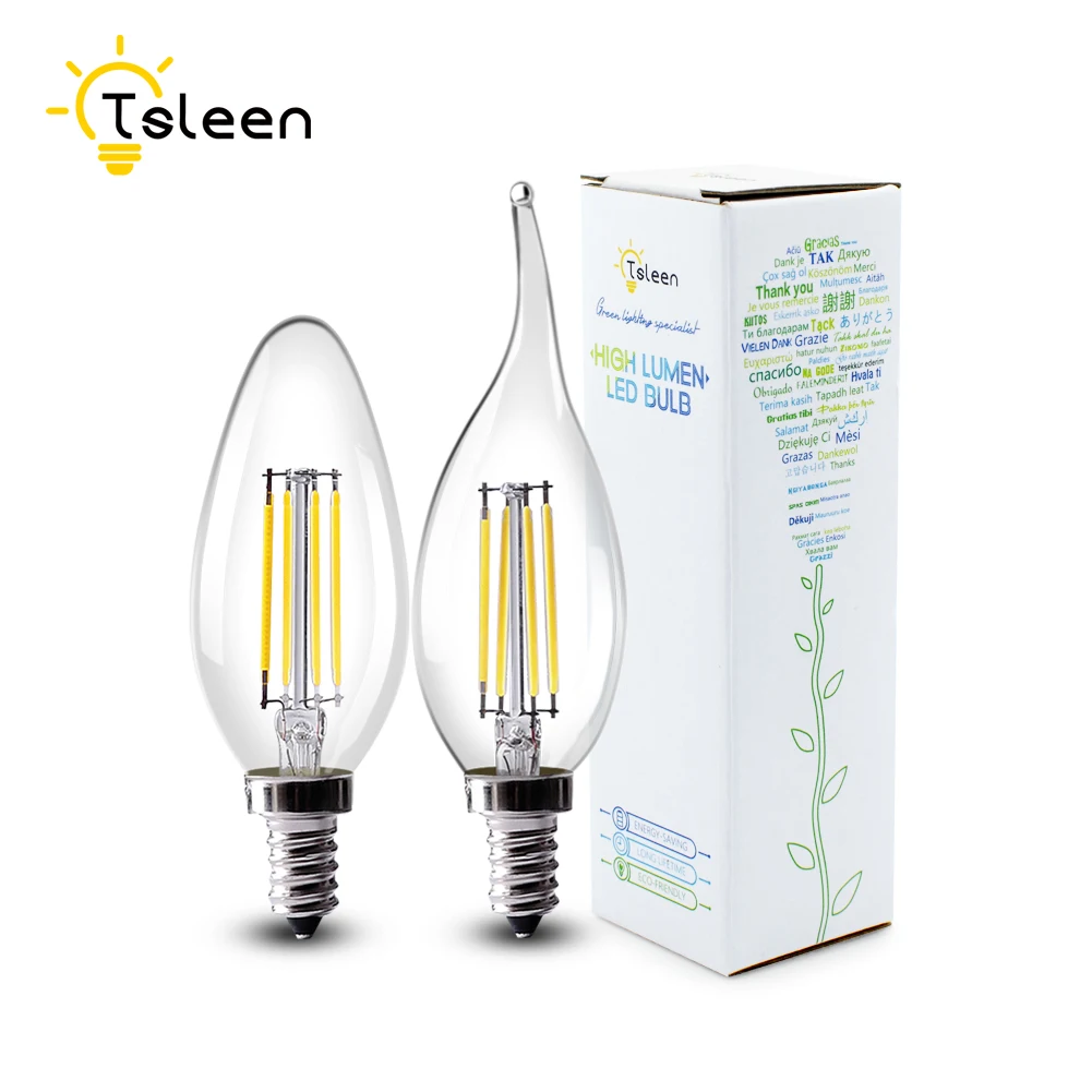 TSLEEN 10x Свеча светильник античный ретро Edison 110V 220V светодиодный нити 4 Вт 8