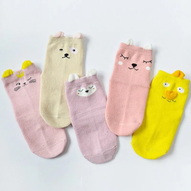 

5pairs/lot High Quality Cartoon Animal Baby Boys Girls Sock Soft Cotton Knit Baby Anti Slip Socks for Kids Boy Baby Girls Socks