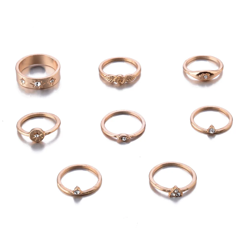 8 шт./компл. кольцо на палец с цветком и кристаллами в богемном стиле | Украшения