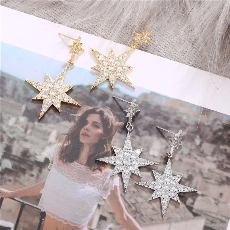 IF ME очаровательные серьги с кубическим цирконием CZ звезда для женщин женские